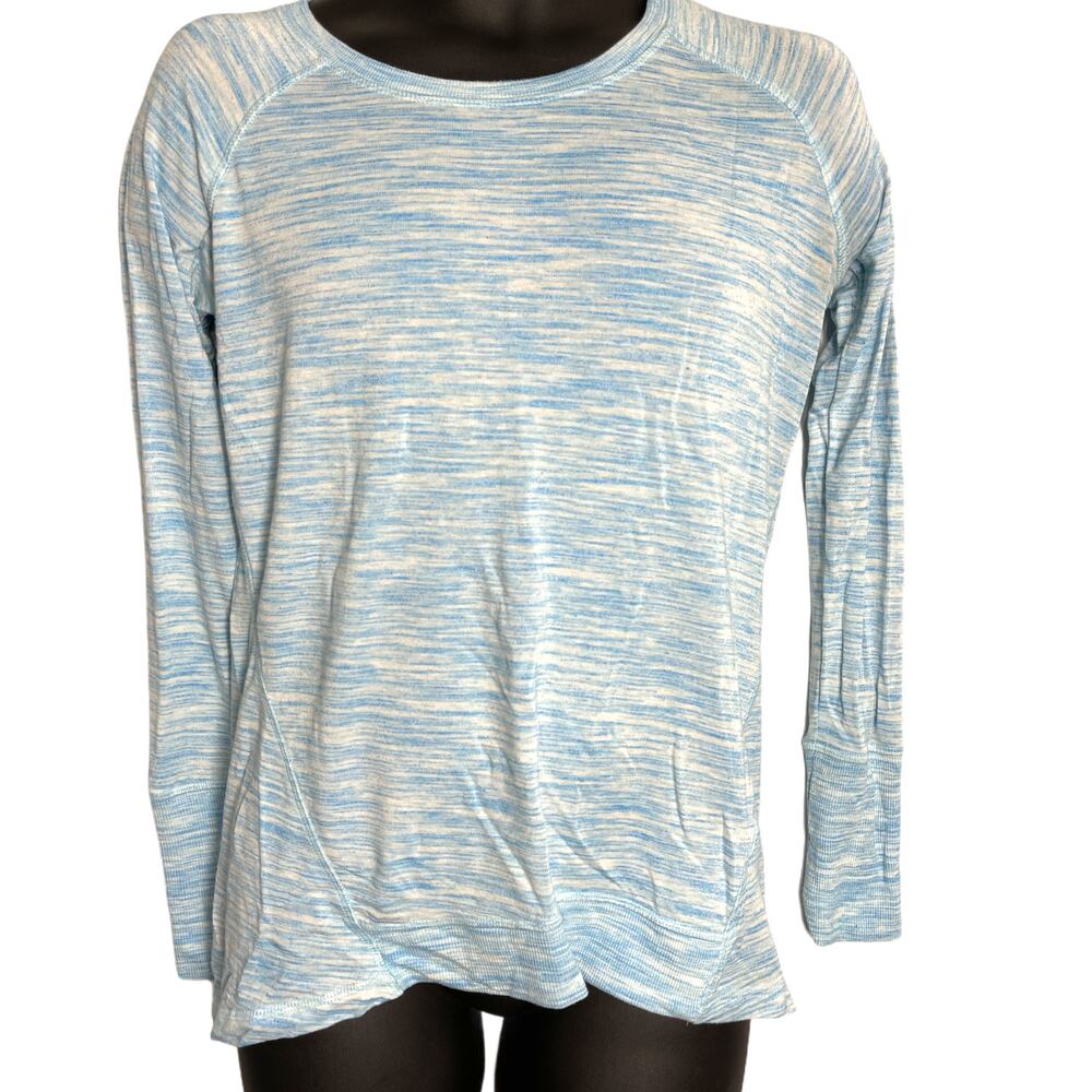 Champion Shirt Women Size S Blue White Long Sleeve Lightweight Athleisure Casual